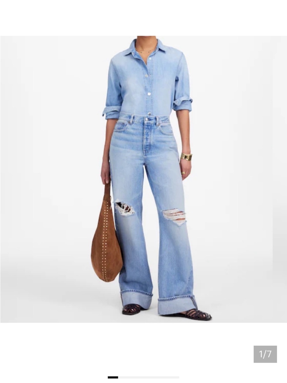 Madewell low slung baggy cuffed jeans as 26